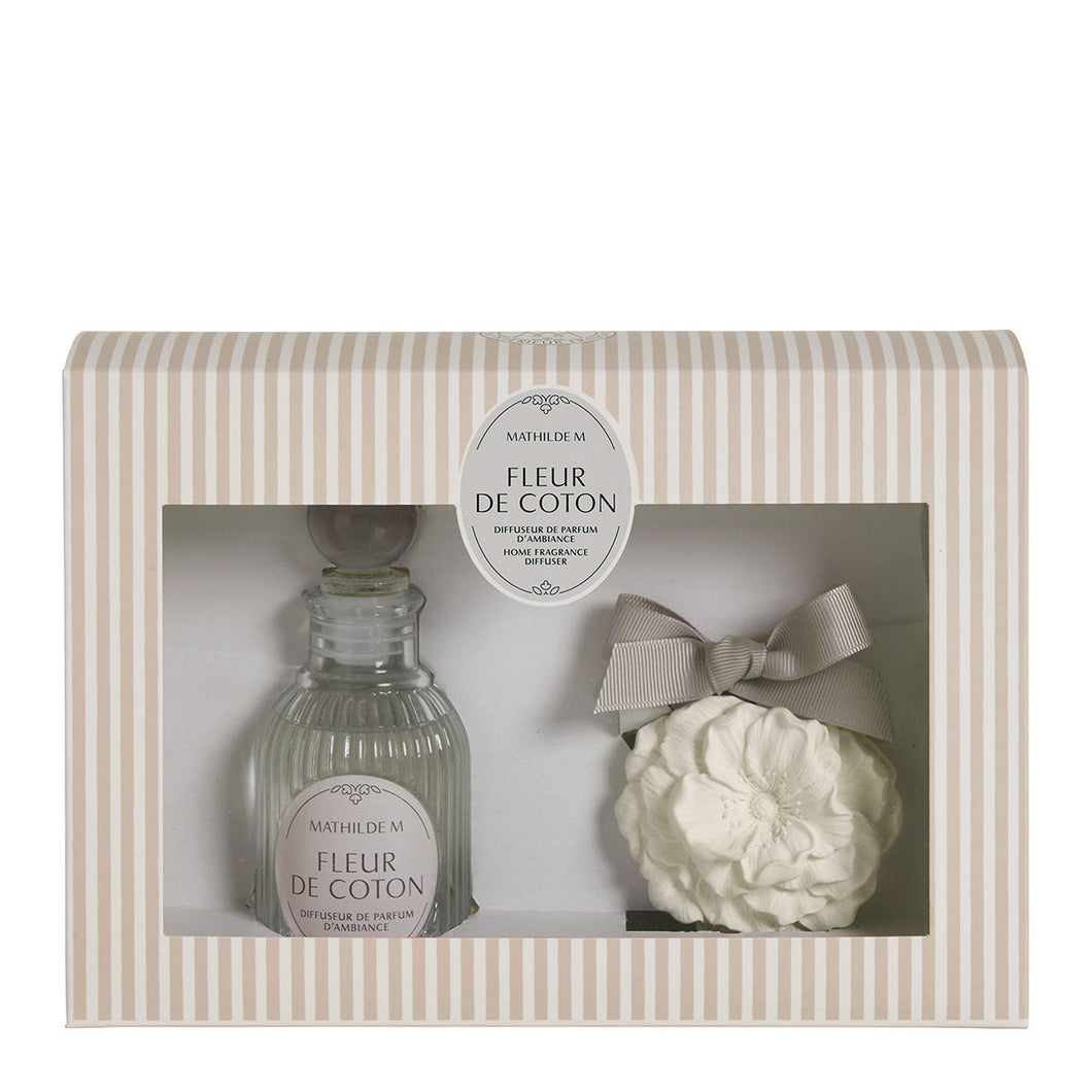 MATHILDE M - Coffret Diffuseur de Parfum 90 ml et décor parfumé - Fleur de Coton